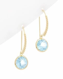 New 💯 Judith Ripka Water Colors 14K Over Silver Blue Topaz Drop Earrings 👩 Women ✨