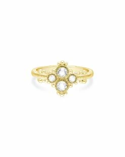 Deals 🌟 Judith Ripka Lore 14K Over Silver White Topaz Cluster Ring 👩 Women Rings 🔔