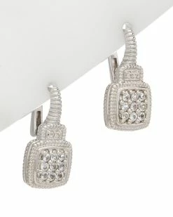 Best Pirce 💯 Judith Ripka La Petite Silver 0.32 Ct. Tw. White Topaz Earrings 👩 Women 🎉