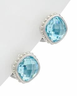 Promo 😀 Judith Ripka Checkerboard Silver Crystal Earrings 👩 Women 👍
