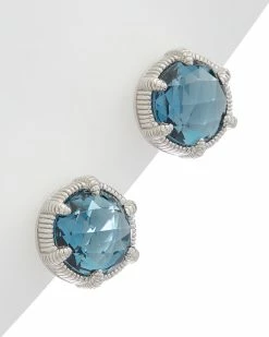 Brand new 😍 Judith Ripka Eclipse Silver 8.70 Ct. Tw. London Blue Spinel Studs 👩 Women Earrings 🛒