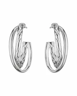 Outlet 🎉 Judith Ripka Aura Silver Hoops 👩 Women Earrings 😀