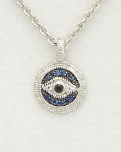 Best deal ✔️ Judith Ripka Silver 0.13 Ct. Tw. Gemstone Evil Eye Necklace 👩 Women Necklaces 😉