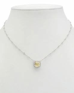 New 😍 Judith Ripka Estate Silver CZ Pendant Necklace 👩 Women Necklaces 🤩