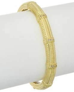 Coupon 🧨 Judith Ripka 14K Over Silver 0.11 Ct. Tw. White Topaz Cuff 👩 Women Bracelets 🛒