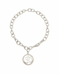 Cheapest 🛒 Judith Ripka Little Jewels Silver White Topaz Om Charm Bracelet 👩 Women Bracelets ✨