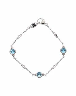 Cheapest ✨ Judith Ripka Watercolors Silver White Topaz CZ Stones By The Yard Bracelet 👩 Women Bracelets ✔️