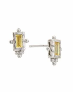 Best reviews of 👍 Judith Ripka La Petite Silver CZ Baguette Studs 👩 Women Earrings ❤️