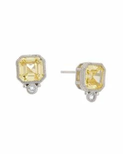 Brand new 😀 Judith Ripka La Petite Silver CZ Cushion Studs 👩 Women Earrings ⌛