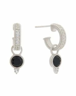 Flash Sale 🔥 Judith Ripka La Petite Silver 1.54 Ct. Tw. Black Onyx Drop Hoops 👩 Women Earrings 🔔