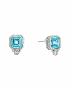 Promo 🥰 Judith Ripka La Petite Silver CZ Cushion Studs 👩 Women Earrings 🛒