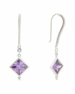 Best Pirce ⌛ Judith Ripka Watercolors Silver CZ Drop Earrings 👩 Women 😀