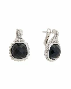 Brand new ⌛ Judith Ripka Classic Silver 9.00 Ct. Tw. Black Onyx Rose Cut Drop Earrings 👩 Women 😍