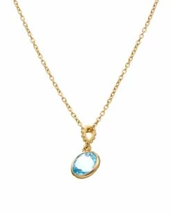 Outlet 💯 Judith Ripka Water Colors 14K Over Silver 2.40 Ct. Tw. Blue Topaz Pendant Necklace 👩 Women Necklaces 🥰