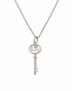 Promo 👍 Judith Ripka Little Jewels Silver White Topaz Love Key Pendant Necklace 👩 Women Necklaces 😉