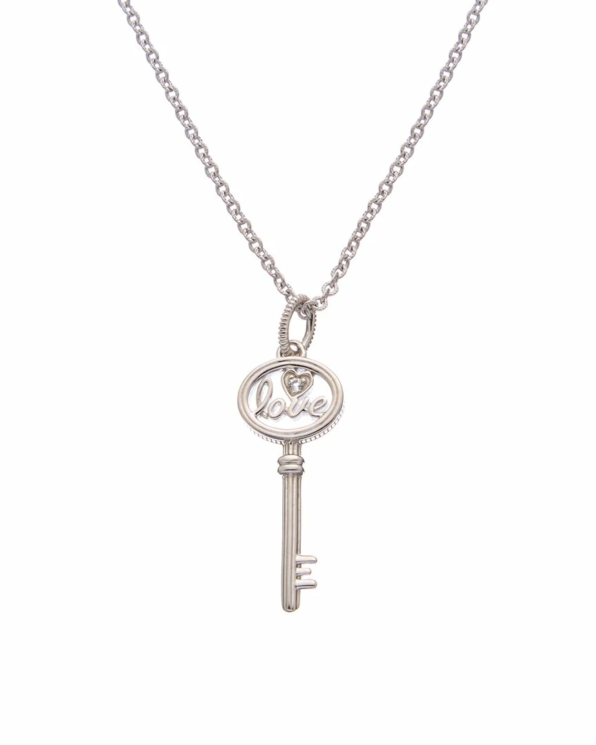 Promo ð Judith Ripka Little Jewels Silver White Topaz Love Key Pendant Necklace ð© Women Necklaces ð 3 Promo ð Judith Ripka Little Jewels Silver White Topaz Love Key Pendant Necklace ð© Women Necklaces ð