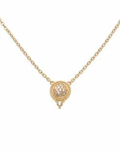 New 👏 Judith Ripka La Petite 14K Over Silver White Topaz Pendant Necklace 👩 Women Necklaces ❤️
