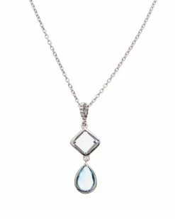 Wholesale ๐ Judith Ripka Watercolors Silver 3.00 Ct. Tw. Gemstone Double Drop Pendant Necklace ๐ฉ Women Necklaces โ