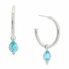 Best Sale ✨ Judith Ripka Watercolors Silver CZ Drop Hoops 👩 Women Earrings 🧨 -Judith Ripka Sales 6030377910 RLLZ 1