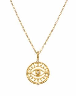 Flash Sale ๐ Judith Ripka Little Jewels 14K Over Silver White Topaz Evil Eye Pendant Necklace ๐ฉ Women Necklaces โญ