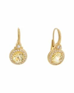 Flash Sale ✔️ Judith Ripka La Petite 14K Over Silver 6.48 Ct. Tw. White Topaz CZ Frame Earrings 👩 Women 😀