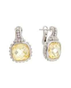 Best Pirce 😉 Judith Ripka Cushion Silver CZ Earrings 👩 Women 💯