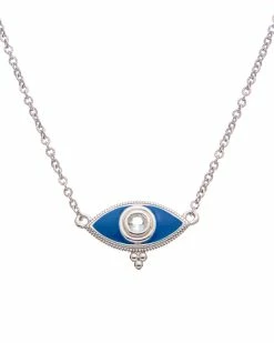 New ๐ฅ Judith Ripka Little Jewels Silver 0.16 Ct. Tw. White Topaz Evil Eye Pendant Necklace ๐ฉ Women Necklaces ๐