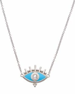 Best deal 🤩 Judith Ripka Little Jewels Silver 0.15 Ct. Tw. White Topaz Evil Eye Pendant Necklace 👩 Women Necklaces 🔥