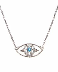 Outlet 🎁 Judith Ripka Little Jewels Silver 0.84 Ct. Tw. Gemstone CZ Evil Eye Pendant Necklace 👩 Women Necklaces 👍