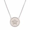 Outlet ⭐ Judith Ripka Little Jewels Silver 0.11 Ct. Tw. White Topaz Fluted Medallion Necklace 👩 Women Necklaces 🛒