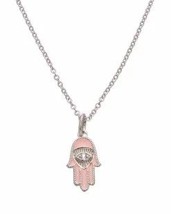 Buy 🌟 Judith Ripka Little Jewels Silver White Topaz Hamsa & Evil Eye Pendant Necklace 👩 Women Necklaces 👍