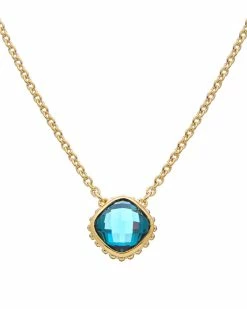 Buy 🛒 Judith Ripka Classic 14K Over Silver 3.50 Ct. Tw. London Blue Spinel Rose Cut Necklace 👩 Women Necklaces ⌛