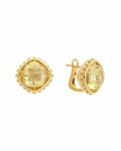 Flash Sale 🌟 Judith Ripka Classic 14K Over Silver CZ Checkerboard Earrings 👩 Women 🌟