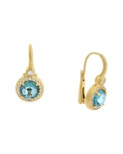 Deals ⌛ Judith Ripka La Petite 14K Over Silver Gemstone Drop Earrings 👩 Women ⌛