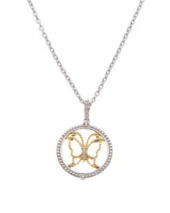Coupon âïž Judith Ripka Little Jewels 14K Over Silver White Topaz CZ Butterfly Charm Necklace ð© Women Necklaces ð€©