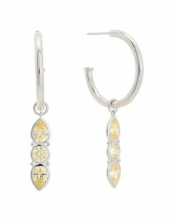 Coupon ⭐ Judith Ripka Watercolors Silver CZ Drop Hoops 👩 Women Earrings ✨