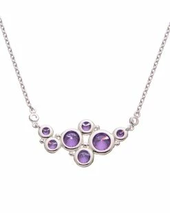 Hot Sale ⭐ Judith Ripka Watercolors Silver CZ Cluster Pendant Necklace 👩 Women Necklaces ✔️