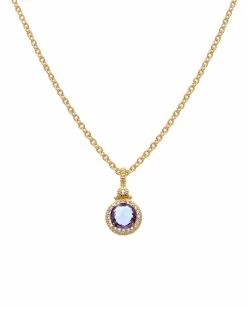 Coupon 🌟 Judith Ripka La Petite 14K Over Silver 1.48 Ct. Tw. Gemstone Pendant Necklace 👩 Women Necklaces 😀
