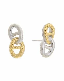 Cheapest 💯 Judith Ripka Cavallo 18K & Silver Double Link Stud Earrings 👩 Women 🥰