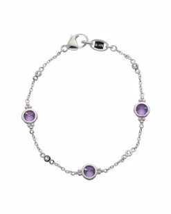 Coupon 💯 Judith Ripka Watercolors Silver White Topaz CZ Stones By The Yard Bracelet 👩 Women Bracelets 🛒