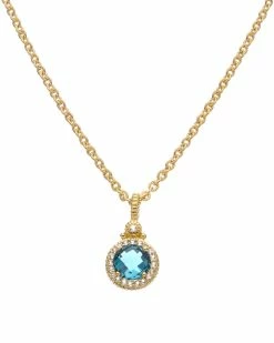 Discount ❤️ Judith Ripka La Petite 14K Over Silver 1.86 Ct. Tw. Gemstone Frame Necklace 👩 Women Necklaces 🎁