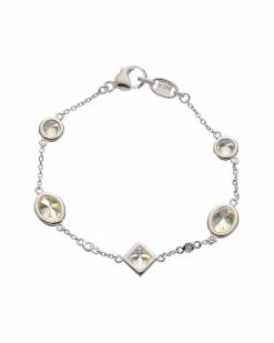 Best Pirce ⭐ Judith Ripka Watercolors Silver White Topaz CZ Stones By The Yard Bracelet 👩 Women Bracelets 🎁