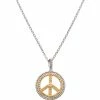 Top 10 🔔 Judith Ripka Little Jewels 14K & Silver Diamond Peace Sign Charm Necklace 👩 Women Necklaces 🔔