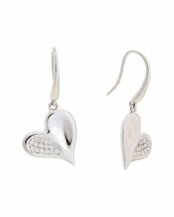 Outlet ✨ Judith Ripka Legacy Silver Diamond Heart Drop Earrings 👩 Women 🎉
