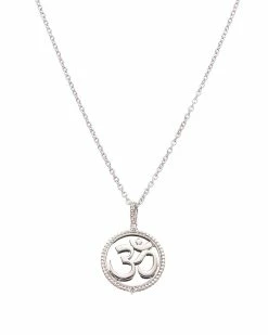 Brand new 🔔 Judith Ripka Little Jewels Silver White Topaz Om Charm Necklace 👩 Women Necklaces 😉