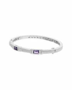 Budget 🔥 Judith Ripka Romance Silver Amethyst Bangle Bracelet 👩 Women Bracelets ⌛