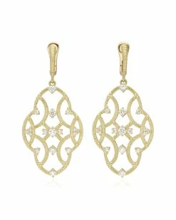 New 🌟 Judith Ripka Lattice 18K 0.70 Ct. Tw. Diamond Lattice Earrings 👩 Women 🎁