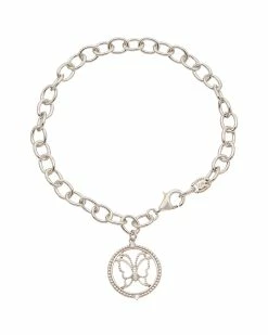 Brand new ❤️ Judith Ripka Little Jewels Silver White Topaz Butterfly Charm Bracelet 👩 Women Bracelets 😉