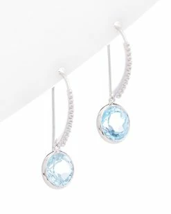 Buy ✨ Judith Ripka Water Colors Silver Blue Topaz Drop Earrings 👩 Women 🤩