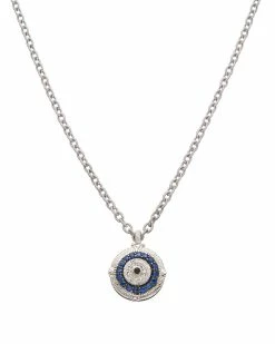 Cheapest 🔥 Judith Ripka Lucky Silver Gemstone Evil Eye Pendant Necklace 👩 Women Necklaces 😉